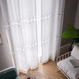Cortinas Modernas De Tule Branco, Cortinas Transparentes Com Flores, Feitas Sob Medida Para Sala De Estar