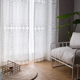 Cortinas Modernas De Tule Branco, Cortinas Transparentes Com Flores, Feitas Sob Medida Para Sala De Estar