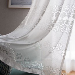 Cortinas Modernas De Tule Branco, Cortinas Transparentes Com Flores, Feitas Sob Medida Para Sala De Estar