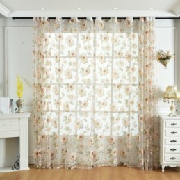 Cortina Transparente Europeia Feita Sob Medida, Cortina Rústica De Tule Com Flores Para Sala De Estar E Quarto