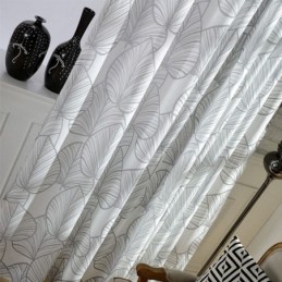 Cortina Estampada Com Folhas Sob Medida, Cortina De Tule Transparente Para Sala De Estar E Quarto