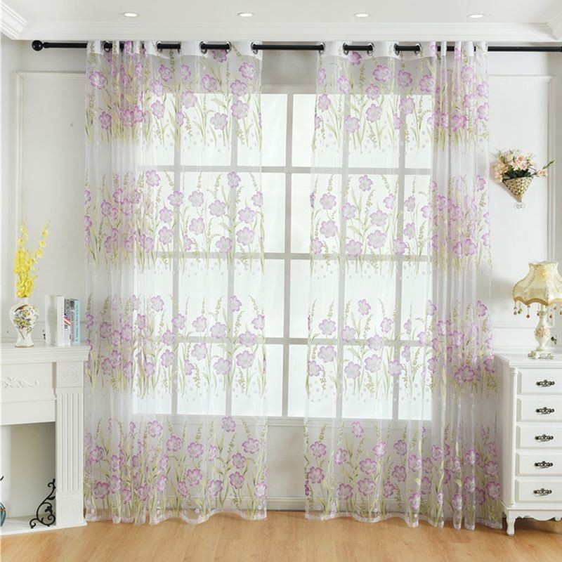 Cortina De Tule Floral Europeia Feita Sob Medida, Estilo Pastoral Para Sala De Estar