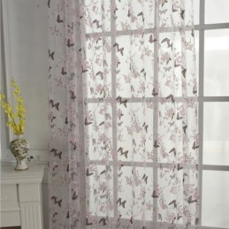 Cortinas De Tule Com Estampa De Flores De Borboleta, Decoração De Janela, Cortina De Voile Feita Sob Medida