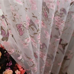 Cortinas De Tule Com Estampa De Flores De Borboleta, Decoração De Janela, Cortina De Voile Feita Sob Medida