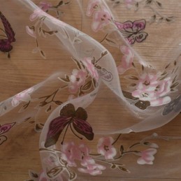 Cortinas De Tule Com Estampa De Flores De Borboleta, Decoração De Janela, Cortina De Voile Feita Sob Medida
