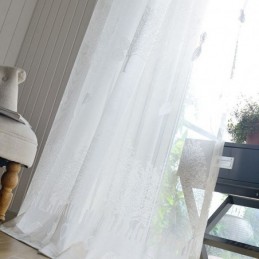 Cortinas Nórdicas Semi Transparentes Com Estampa De Árvore