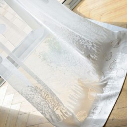 Cortinas Nórdicas Semi Transparentes Com Estampa De Árvore