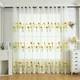 Cortina Transparente Europeia Feita Sob Medida, Cortina Rústica De Tule Com Flores Para Sala De Estar E Quarto