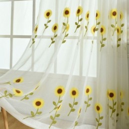 Cortina Transparente Europeia Feita Sob Medida, Cortina Rústica De Tule Com Flores Para Sala De Estar E Quarto