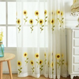 Cortina Transparente Europeia Feita Sob Medida, Cortina Rústica De Tule Com Flores Para Sala De Estar E Quarto