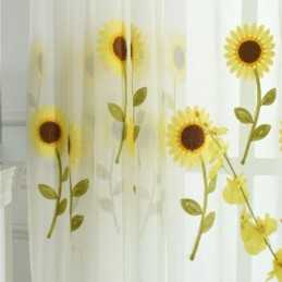 Cortina Transparente Europeia Feita Sob Medida, Cortina Rústica De Tule Com Flores Para Sala De Estar E Quarto