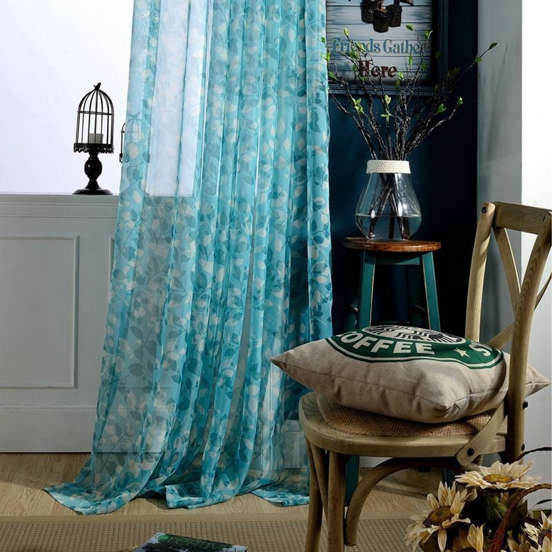 Cortinas Semi Transparentes Com Estampa De Folhas Para Sala De Estar E Quarto