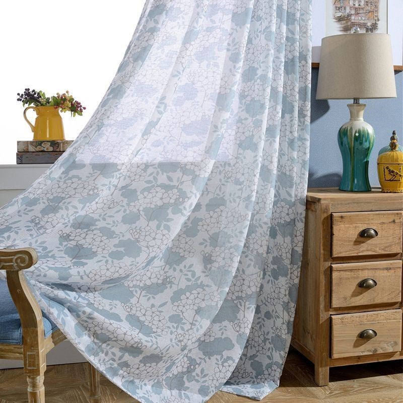 Cortinas De Tule Transparente Com Estampa De Flores Para Sala De Estar E Quarto