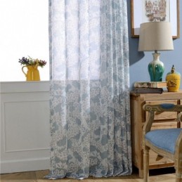 Cortinas De Tule Transparente Com Estampa De Flores Para Sala De Estar E Quarto