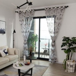 Cortina Transparente Europeia Feita Sob Medida, Cortina Rústica De Tule Com Flores Para Sala De Estar E Quarto