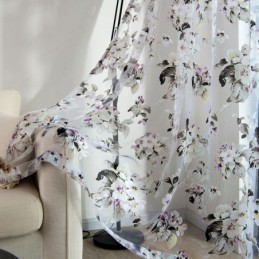Cortina Transparente Europeia Feita Sob Medida, Cortina Rústica De Tule Com Flores Para Sala De Estar E Quarto