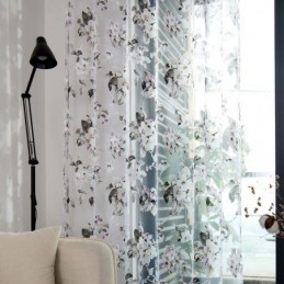 Cortina Transparente Europeia Feita Sob Medida, Cortina Rústica De Tule Com Flores Para Sala De Estar E Quarto