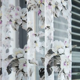 Cortina Transparente Europeia Feita Sob Medida, Cortina Rústica De Tule Com Flores Para Sala De Estar E Quarto
