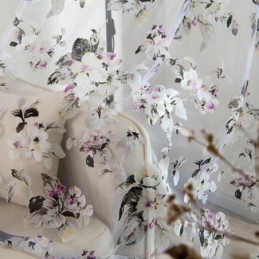 Cortina Transparente Europeia Feita Sob Medida, Cortina Rústica De Tule Com Flores Para Sala De Estar E Quarto