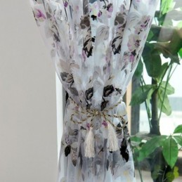 Cortina Transparente Europeia Feita Sob Medida, Cortina Rústica De Tule Com Flores Para Sala De Estar E Quarto