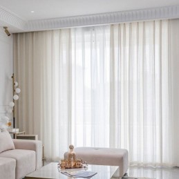 Cortinas Modernas De Tule Branco, Cortinas Transparentes Geométricas, Feitas Sob Medida Para Sala De Estar