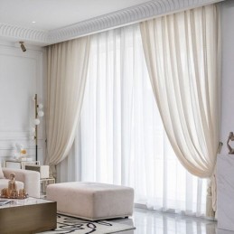 Cortinas Modernas De Tule Branco, Cortinas Transparentes Geométricas, Feitas Sob Medida Para Sala De Estar