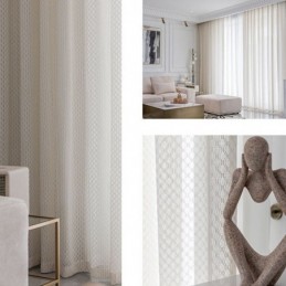 Cortinas Modernas De Tule Branco, Cortinas Transparentes Geométricas, Feitas Sob Medida Para Sala De Estar