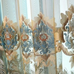 Cortina De Tule Requintada Feita Sob Medida, Cortinas Transparentes Com Bordados Florais Europeus Para Decoração De Ambientes