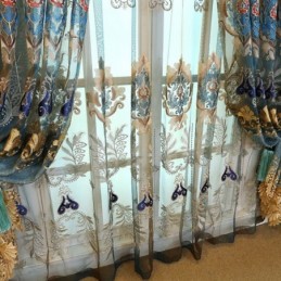 Cortina De Tule Requintada Feita Sob Medida, Cortinas Transparentes Com Bordados Florais Europeus Para Decoração De Ambientes