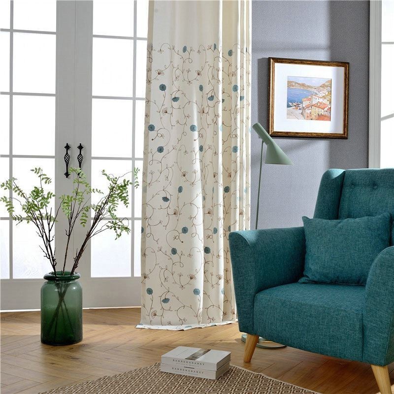 Cortina Japonesa Simples Feita Sob Medida, Cortina Com Bordado Fresco