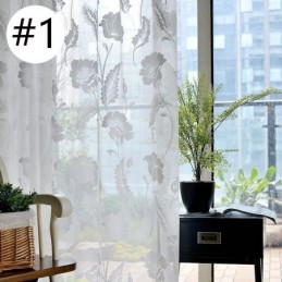 Cortinas De Voile Transparente Branco, Cortinas Decorativas Com Bordado De Videira Para Janela De Quarto