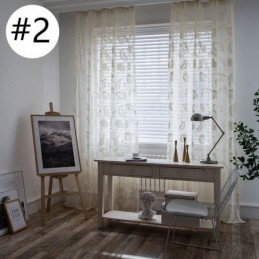Cortinas De Voile Transparente Branco, Cortinas Decorativas Com Bordado De Videira Para Janela De Quarto
