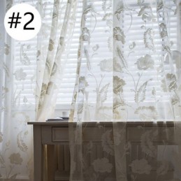 Cortinas De Voile Transparente Branco, Cortinas Decorativas Com Bordado De Videira Para Janela De Quarto