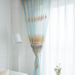 Cortinas Transparentes De Luxo Com Bordados Florais, Cortina Semi-Voile Feita Sob Medida Para Quarto