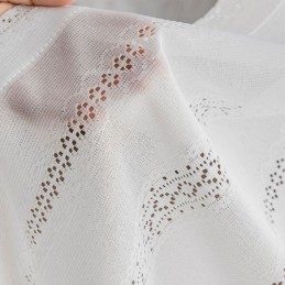 Cortina De Janela Geométrica Clássica De Organza Bordada Branca Para Sala De Estar Feita Sob Medida