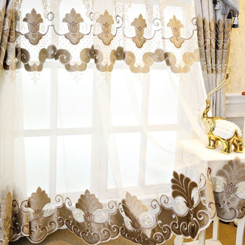 Cortina De Janela Bordada Europeia Feita Sob Medida Cortinas Transparentes Florais Requintadas Para Sala De Estar Villa Hall