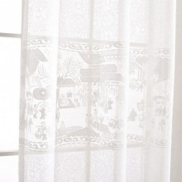 Cortinas Jacquard Brancas Translúcidas Para Sala De Estar E Quarto
