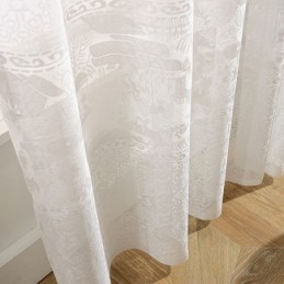 Cortinas Jacquard Brancas Translúcidas Para Sala De Estar E Quarto