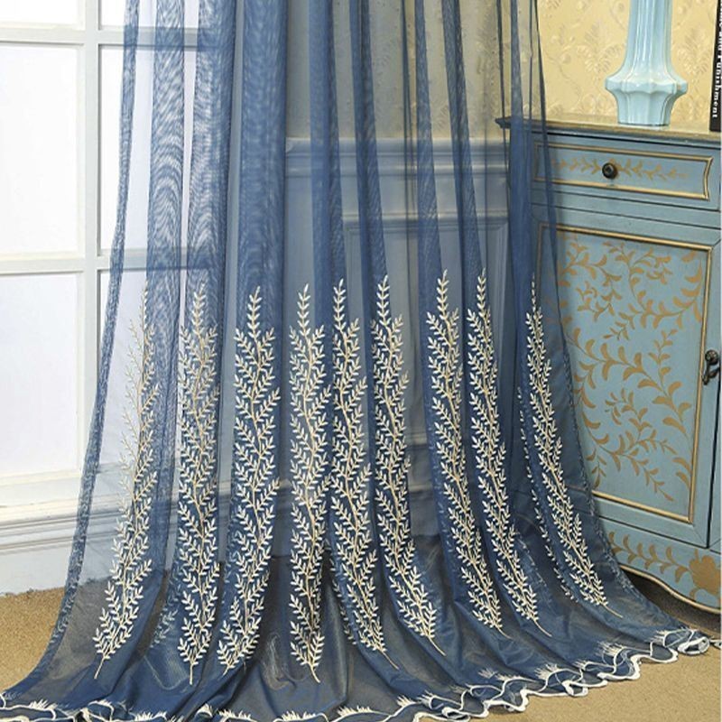 Cortinas De Tule Bordadas Com Plantas Para Janelas Decorativas Para Quarto