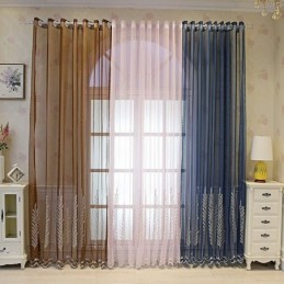 Cortinas De Tule Bordadas Com Plantas Para Janelas Decorativas Para Quarto
