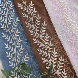 Cortinas De Tule Bordadas Com Plantas Para Janelas Decorativas Para Quarto