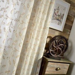 Cortina De Tule Com Folhas Bordadas, Cortina Sob Medida, Cortinas Modernas De Gaze De Voile