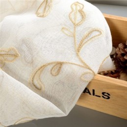 Cortina De Tule Com Folhas Bordadas, Cortina Sob Medida, Cortinas Modernas De Gaze De Voile