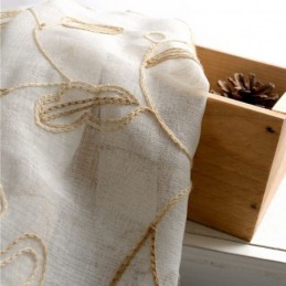 Cortina De Tule Com Folhas Bordadas, Cortina Sob Medida, Cortinas Modernas De Gaze De Voile