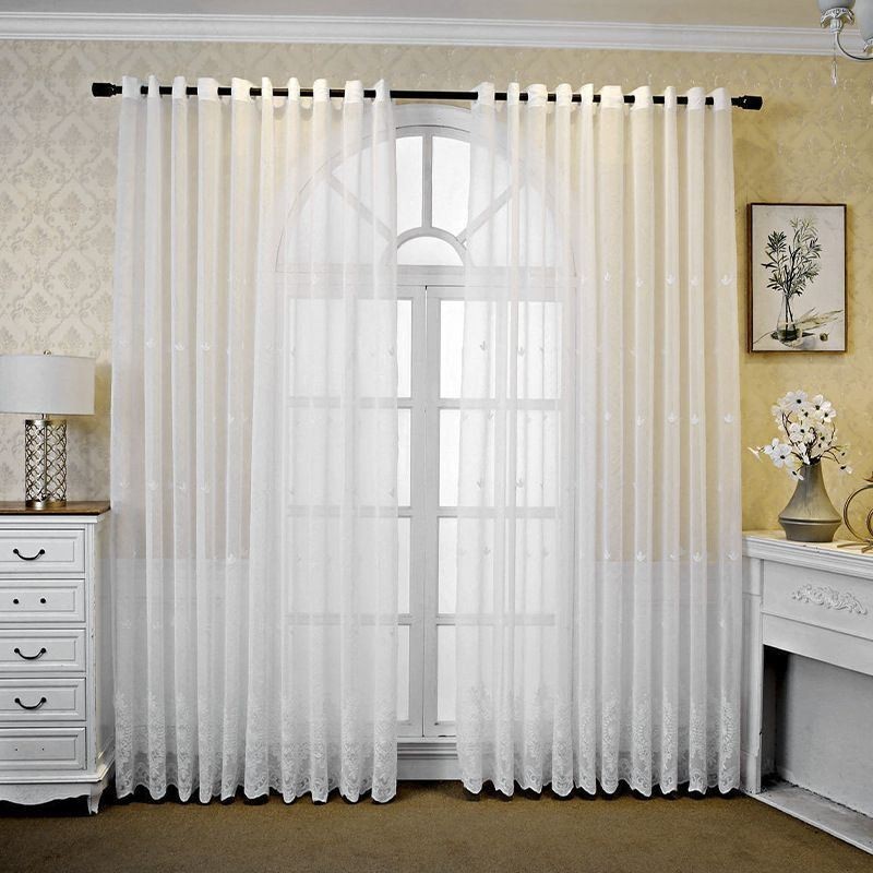 Cortina Transparente Respirável Feita Sob Medida, Cortina Europeia Decorativa De Tule Voile Para Sala De Estar