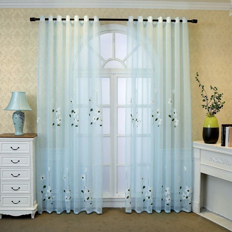 Cortina Transparente Com Tela Floral Para Janelas, Feita Sob Medida, Tecido Para Decoração De Sala De Estar