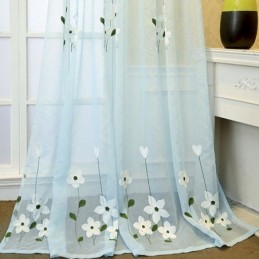 Cortina Transparente Com Tela Floral Para Janelas, Feita Sob Medida, Tecido Para Decoração De Sala De Estar