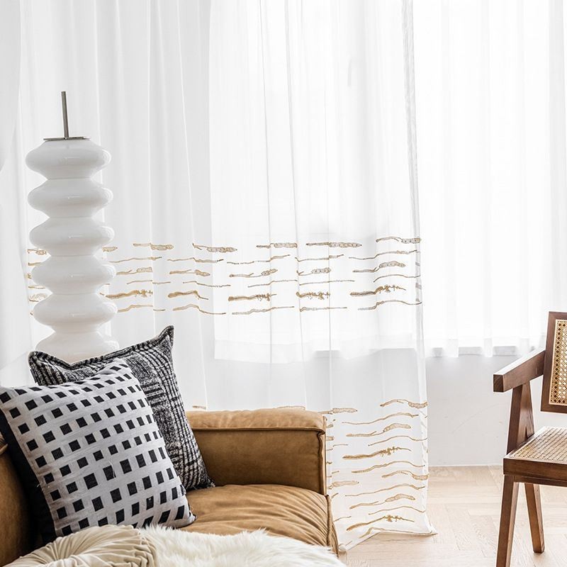 Cortina De Tule Voile Moderna Feita Sob Medida, Cortina Branca Transparente Para Sala De Estar E Quarto