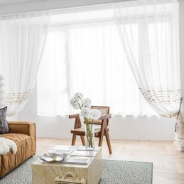 Cortina De Tule Voile Moderna Feita Sob Medida, Cortina Branca Transparente Para Sala De Estar E Quarto