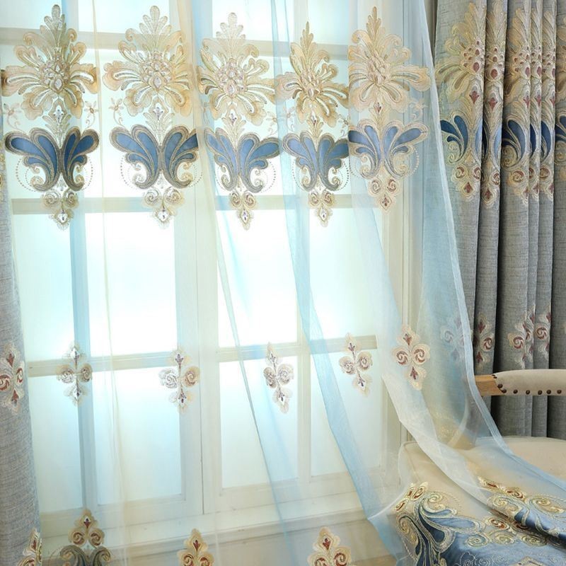 Cortinas Bordadas Europeias, Tela De Janela De Tule Para Sala De Estar, Quarto, Villa